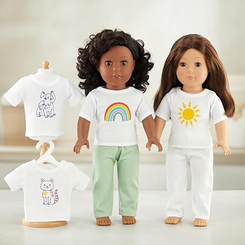 Miniatura 5 de Emily Rose Paquete de 5 camisetas blancas de 18 pulgadas para muñecas – 80/20 algodón/poliéster | Ropa básica para muñecas – Se adapta a muñecas