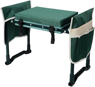 Garden Kneeler and Seat, Foldable Gardening Stool with Tool Bags, Heavy Duty Steel Frame 330 LBS Capacity, Comfortable Kneeling Bench for Planting, Weeding, Outdoor Gardening and Seniors