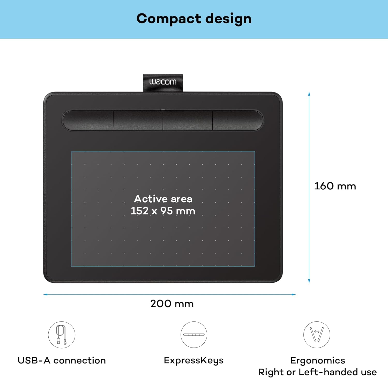 Wacom Intuos - digitizer - USB Intuos S, Wired, 2540 lpi, CTL-4100K-N (Intuos S, Wired, 2540 lpi, 152 x 95 mm, USB, 7 mm, Pen)