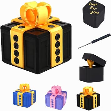 Christmas Stocking Stuffer The Annoying Present,Annoying Gift Box with 3D Printed Screws & Finger Surprise Box, Perfect for Birthdays,Office & Halloween,White Elephant Gifts for Men Black