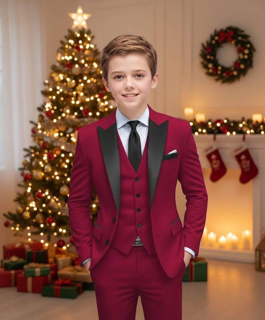 Boys Suit Kids Toddler Formal Easter Tuxedo Wedding Outfit,3Pcs Suits Set for Dinner Party Dress Clothes