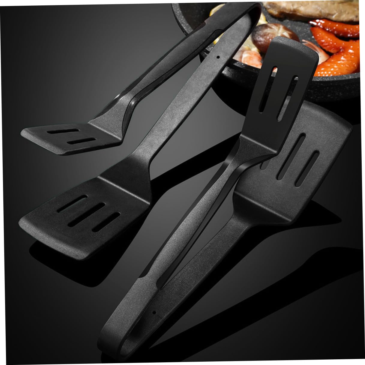 Pinza da Cucina in Silicone Nera, Set 2 Pezzi per Barbecue e Cucina | Impugnatura Comoda, Presa Sicura, per Ristorante e Banchetto, Semplice, Accessorio Pratico