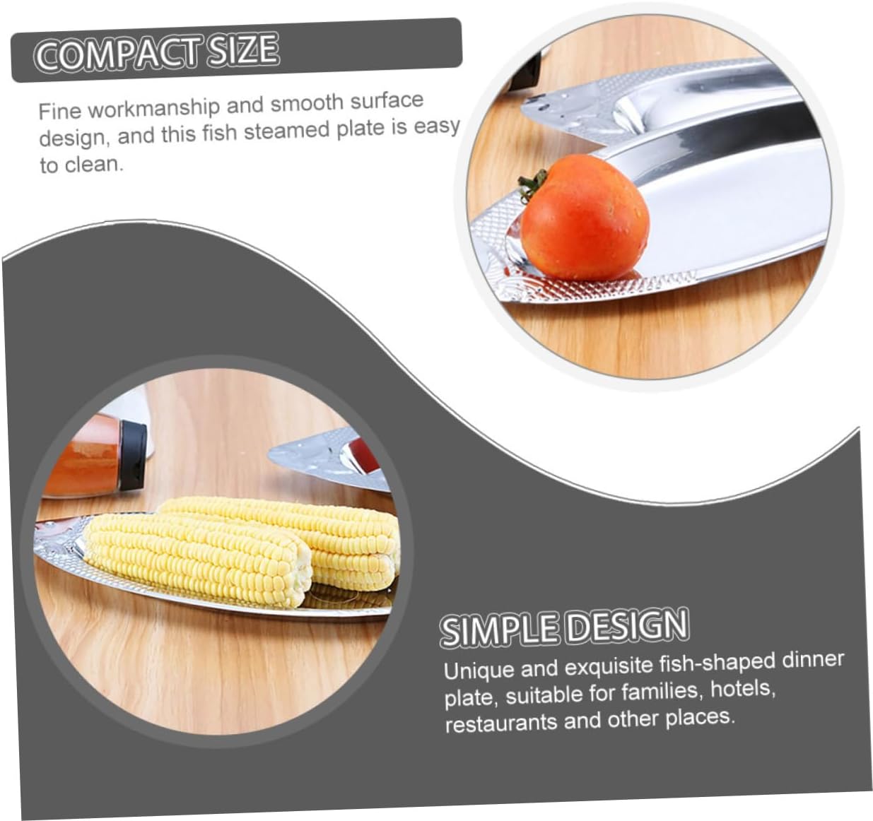 HEALLILY 3pcs Multi-function Steamed Fish Tray Dinner Vegetable Plate Boys and Girls Plates Non Toxic