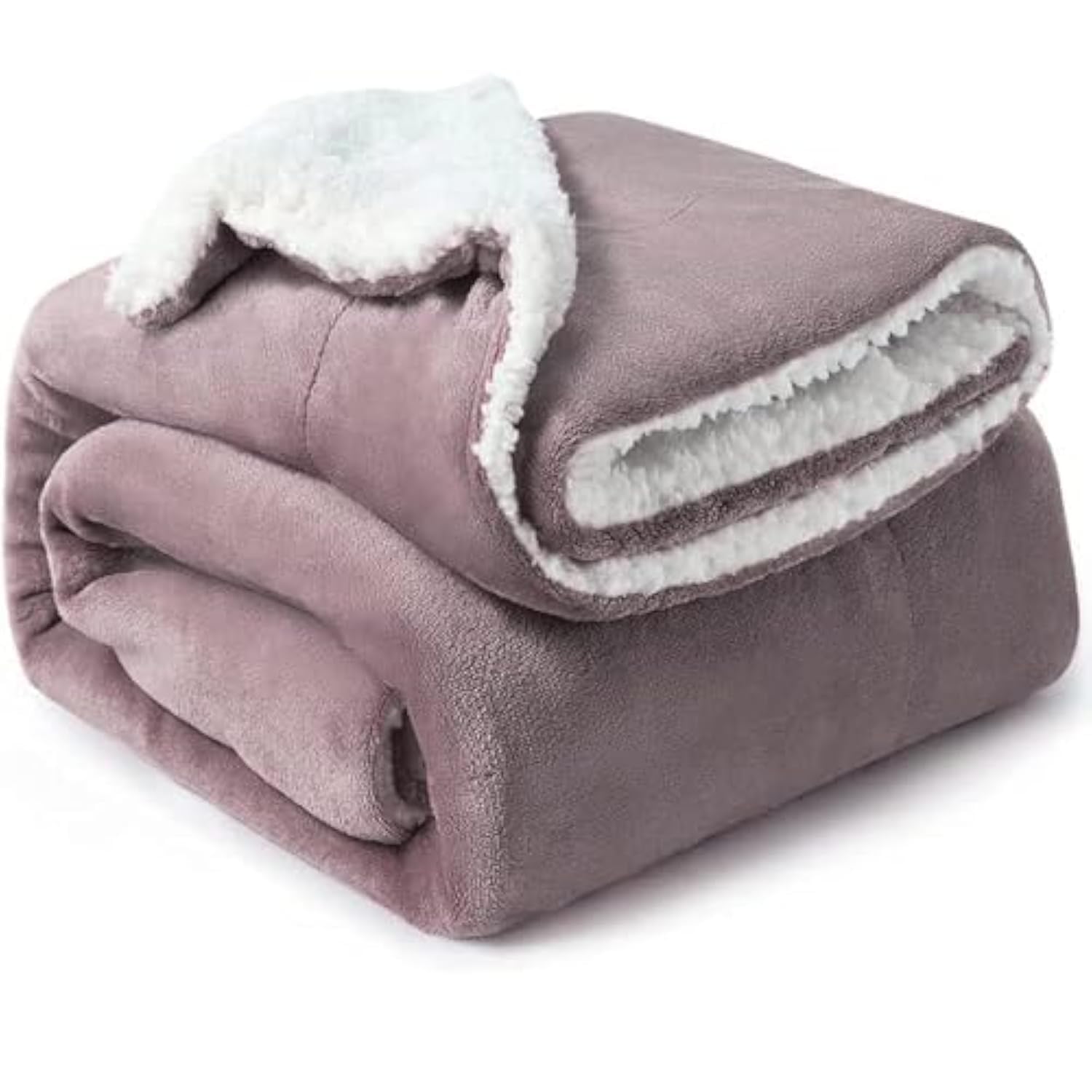 Fabienne Sherpa Blanket Single Size Twin Plush Throw Bed Blanket 160x220cm Flannel Fleece Reversible Lamb Blanket - Warm and Plush Travel Blanket for Bed Sofa Travel Couch (Lilac)