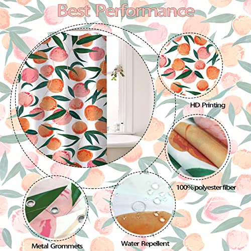 Lifeel Peach Shower Curtains, Allover Fruits Shower Curtain Cute Bright Colorful Design Waterproof Fabric Bathroom Shower Curtain Set, Peachy Pink 36"×72" #TOP3