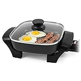 Elite Gourmet EG808 8” x 8' Non-stick Electric Skillet, Dishwasher Safe with Tempered Glass Vented...