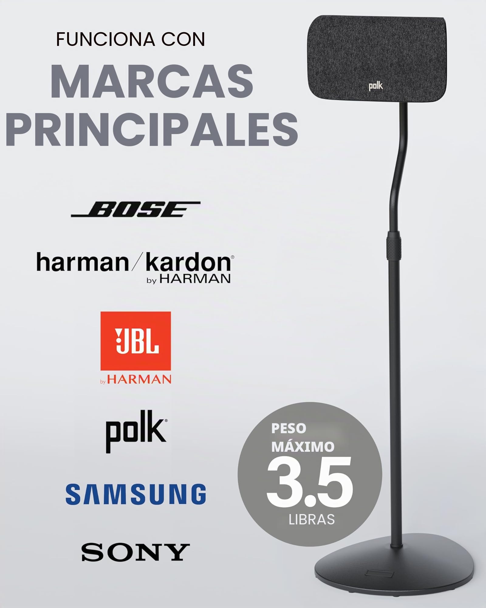 Sanus - Soporte de Altavoz de Altura Ajustable, se extiende de 71 cm a 96 cm