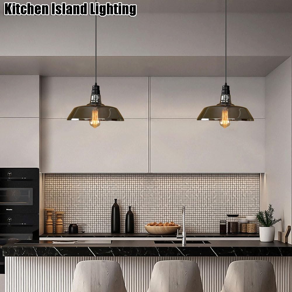 Industrial Style Glass Chandelier - Adjustable Hat-Shaped Pendant Lamp for Home & Restaurant, E27 Compatible, 60W Max