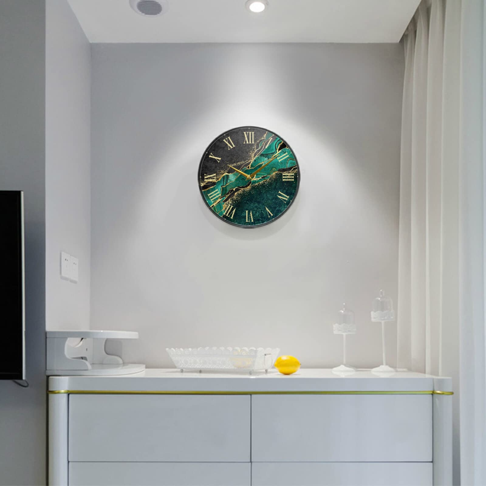 ダークグリーン 掛時計 シンプルデザイン