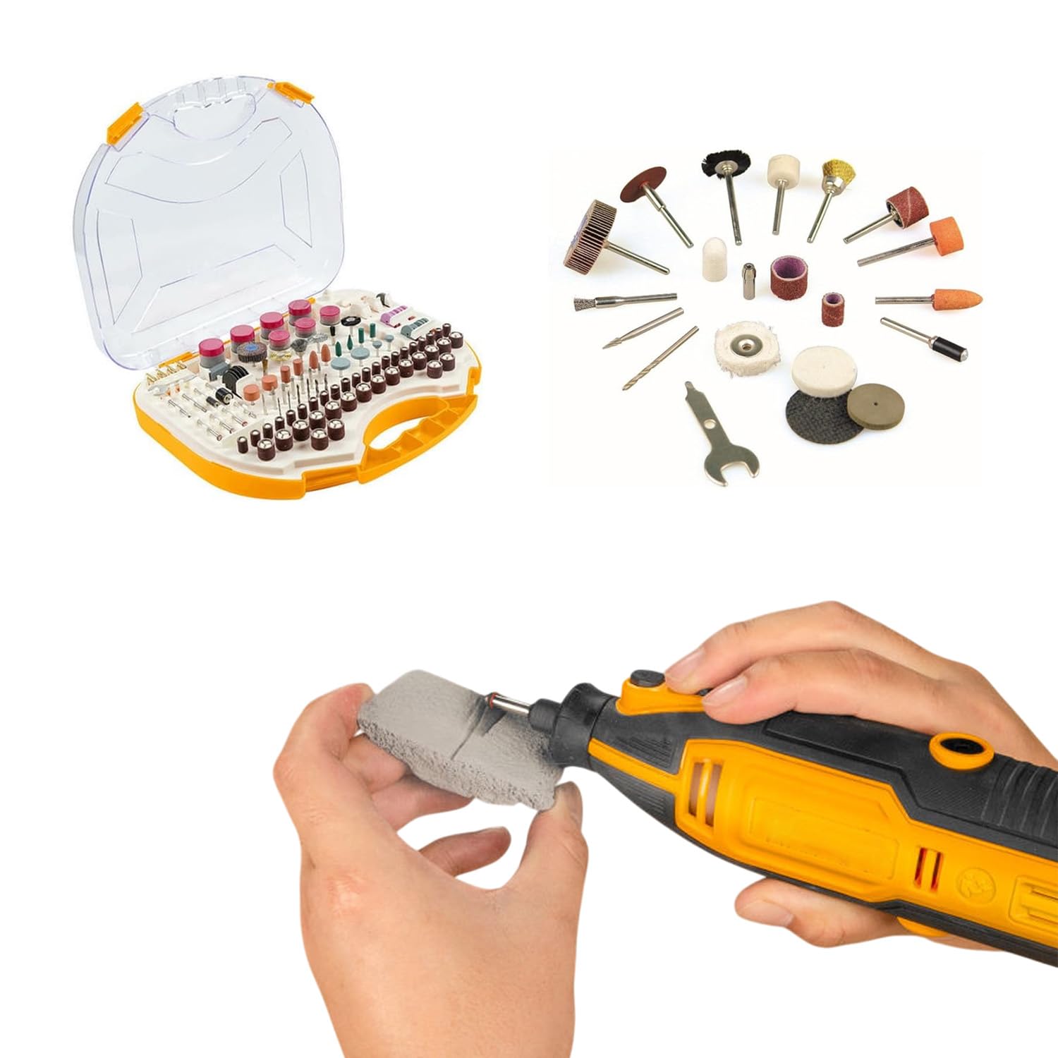 Avilia Set Valigetta con Accessori di Levigatura e Lucidatura per Mini Smerigliatrice - 250 Utensili Multifunzione, Ideali per Professionisti e Hobbisti