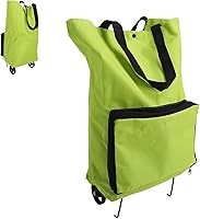 Vista 4 de Carrito de compras plegable, bolsa plegable con cremallera, carrito de comestibles OxFabric, con ruedas, reutilizable, de gran capacidad, portátil
