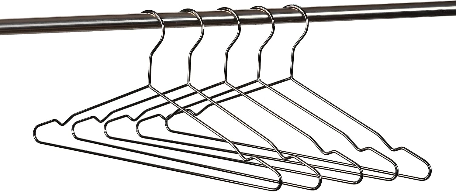 17 Inch Black Silver Metal Hanger Adult Clothes 20 Pack, 4.0mm Heavy Duty Shirt Blouse Hanger for Coat Suit, Space Saving Slim Wire Hanger for Camisole Trousers Dress