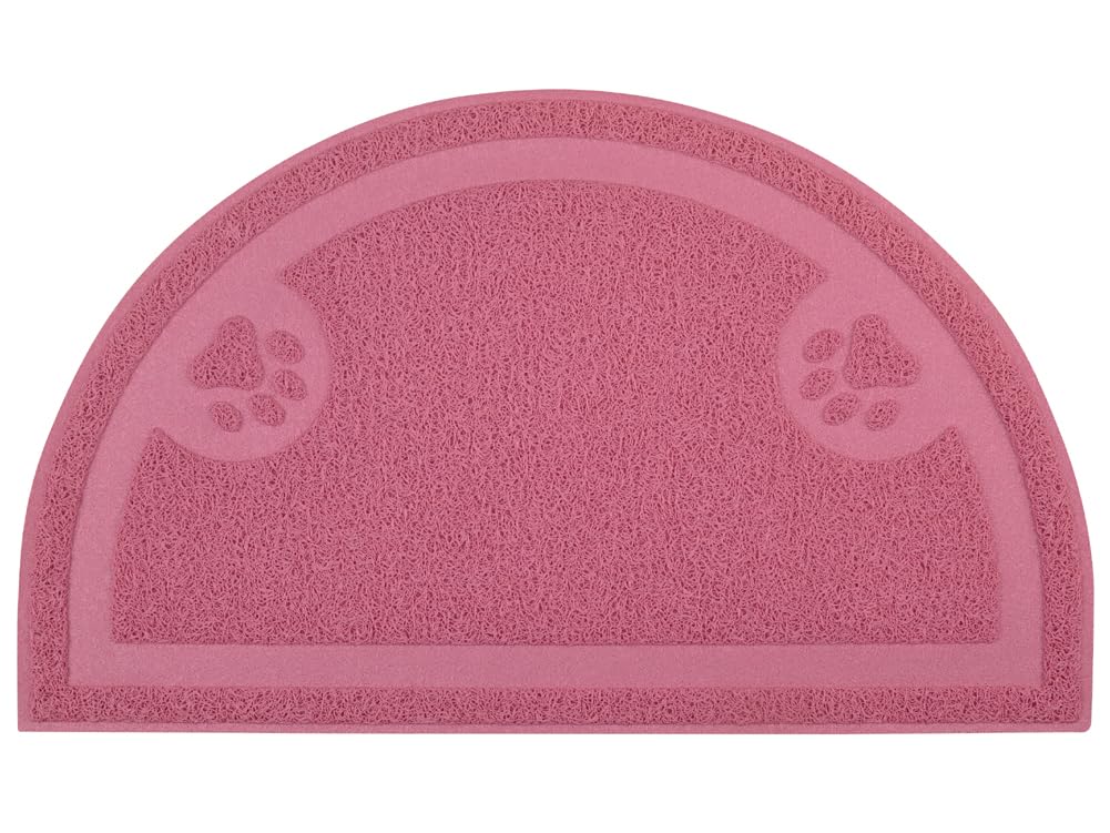 Dm Dusty Rose Paw Print Cat Litter Mat, Kitten Litter Mat, Door Mat, Semicircle,60X36cm (Dusty Rose)