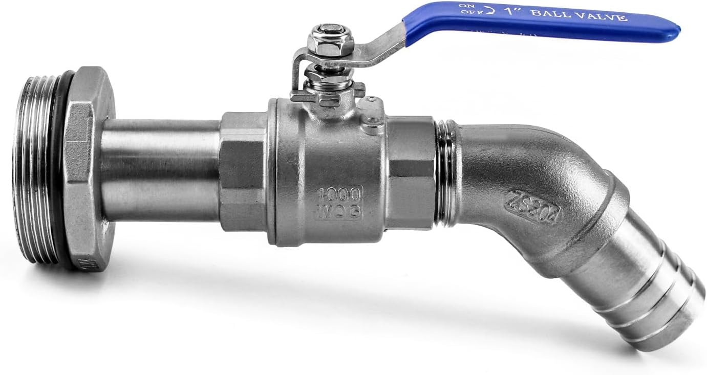 QWORK 2 Pack Drum Faucet for 55 Gallon Steel/Plastic Drum, 2" Stainless Steel Barrel Faucet with 1-1/4" Outlet and EPDM Gasket, No Leaking, for Water, Diesel, Gasoline,Other Liquids