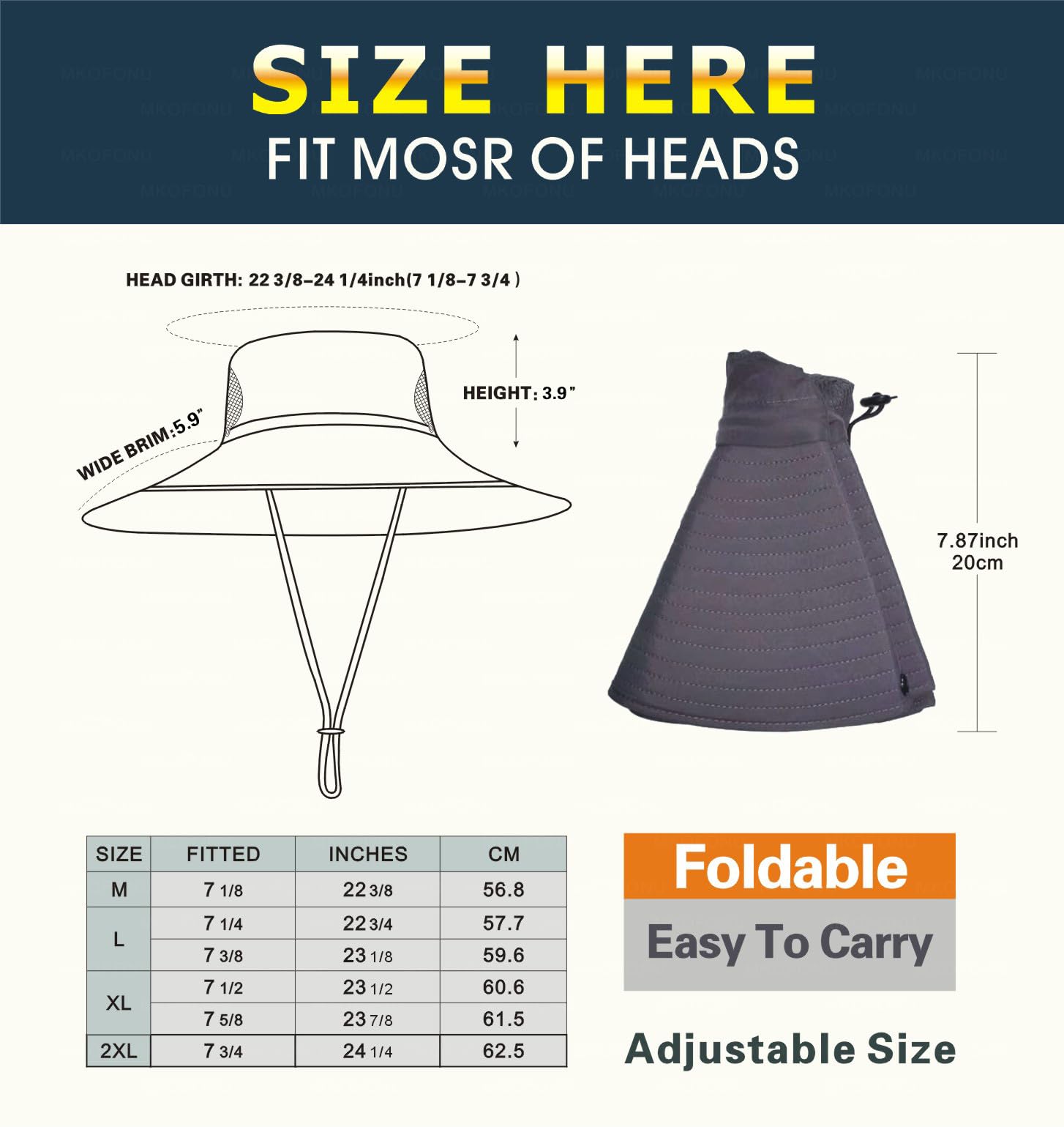 Sonnenhut für Damen und Herren, ultrabreite Krempe, LSF 50+, wasserdicht, geeignet für Angeln, Wandern, Camping usw