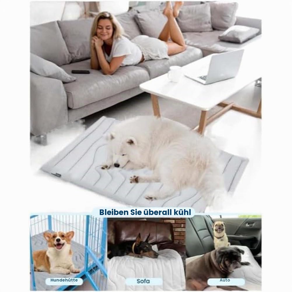 Pfoten Kühlmatte, Pfotenchill - Die Innovative Kühlmatte Für Hunde, Pfotenfrost Kühldecke Für Hunde, Aus Kühlgewebe Wendbar, Selbstkühlend Kühlbett Für Zu Hause, Reise (XL(150 x 101 cm))