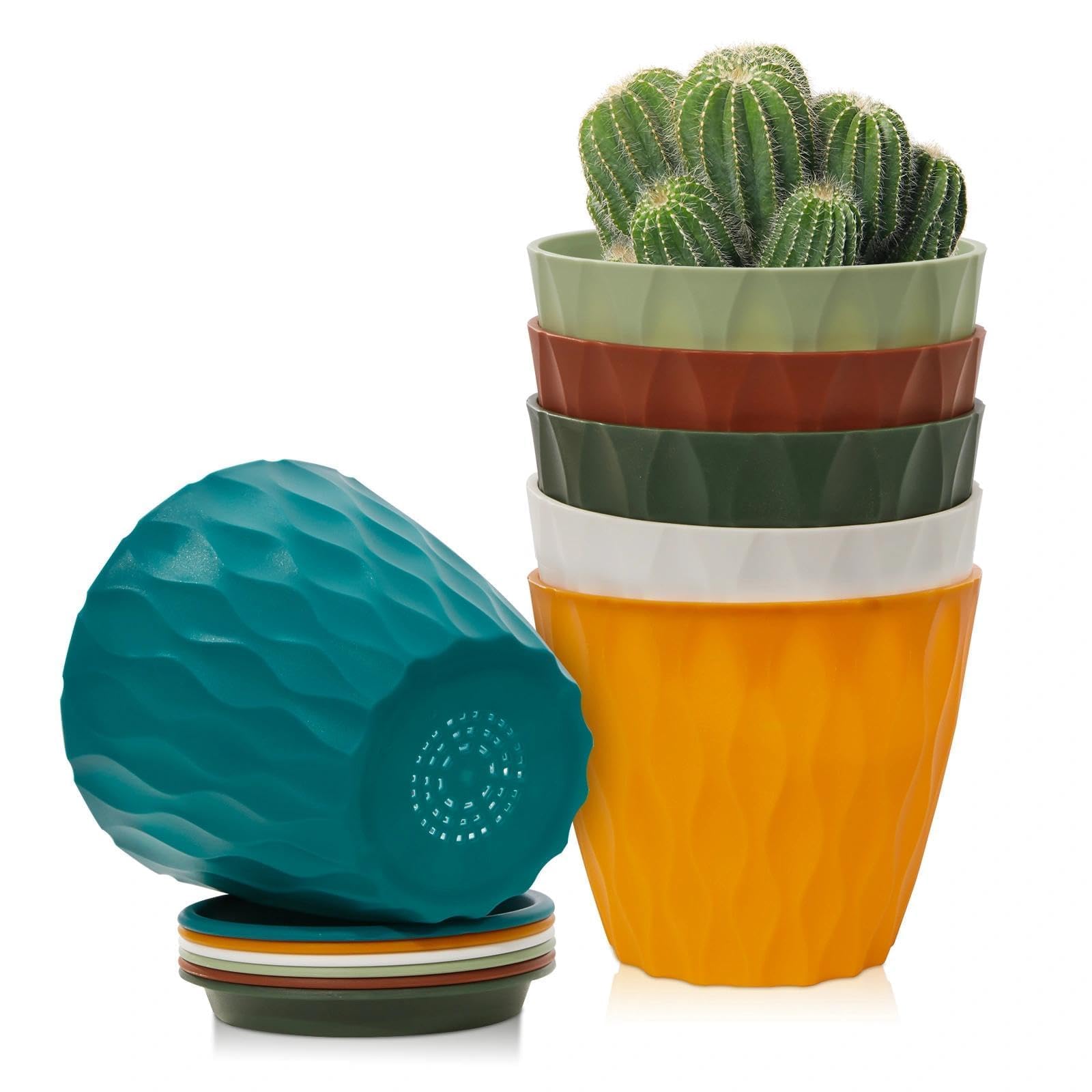 6 Pots de Fleurs avec Soucoupe