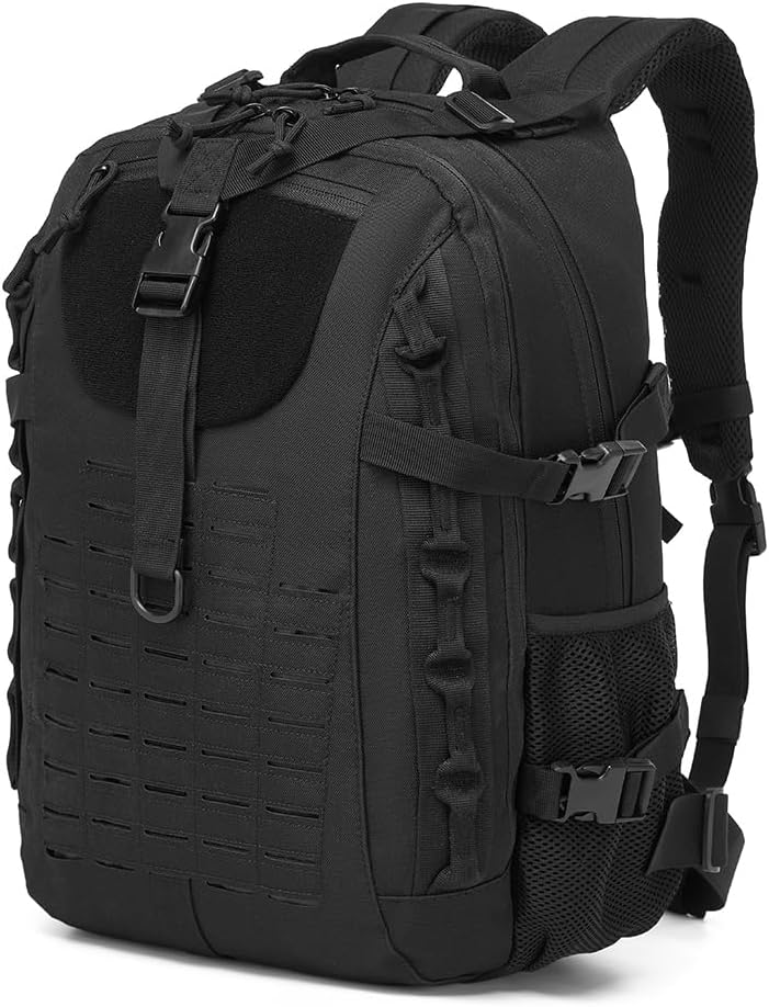 Military Tactical Backpack For Men Laser-Cut Molle Daypack 3 Day for Hiking,Working,Travel (black)