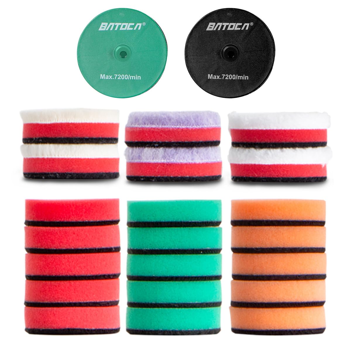 BATOCA S4/S5/S6 ミニ カー ポリッシャー用 50mm 高密度スポンジパッド｜ヘッドライト・グリル・微細部研磨に最適｜超耐摩耗 車/バイク対応｜ポリッシング/コンパウンド/ワックス施工