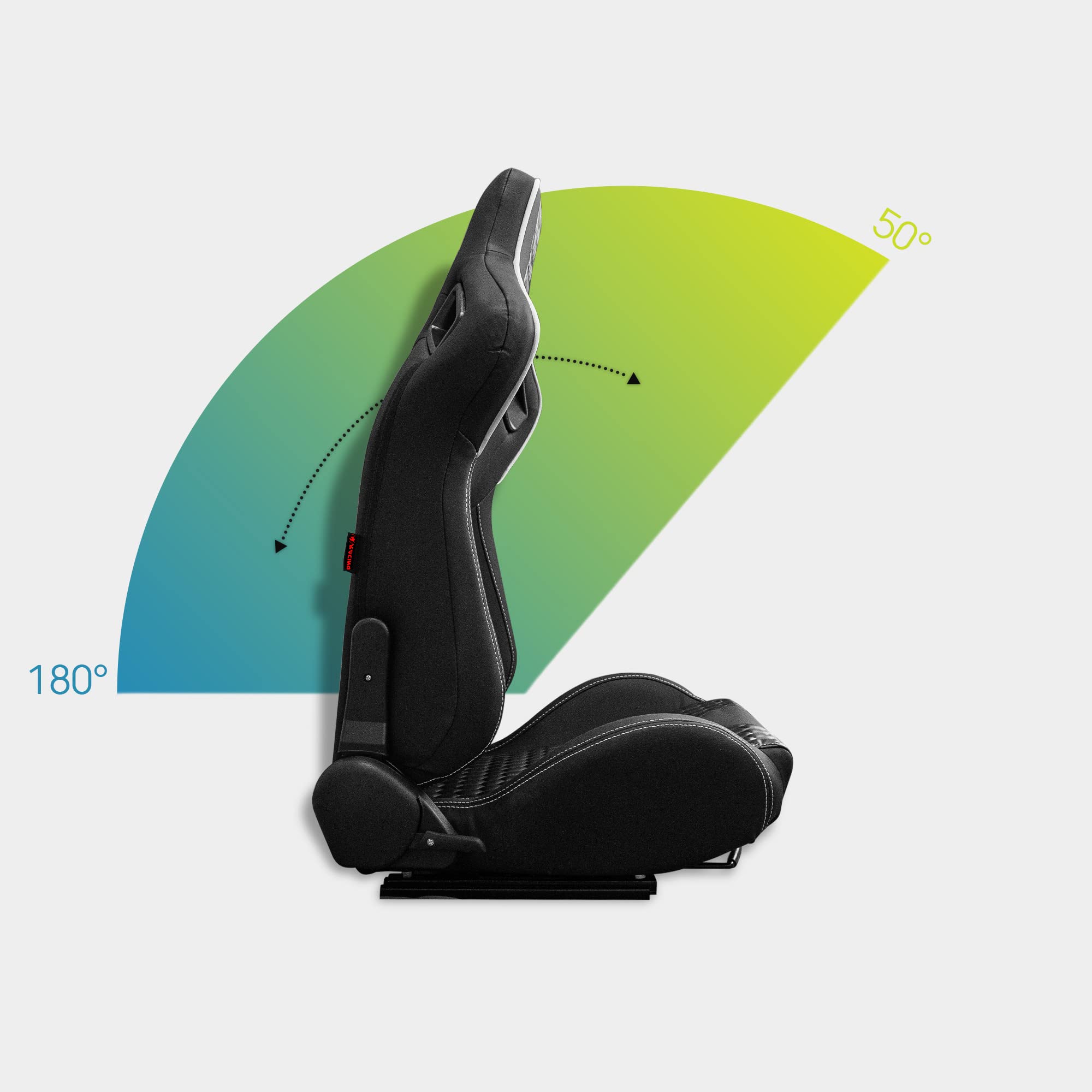 M MODAUTO Semibaquet S.E Cuero Negro/Detalles Blanco/Textura en Forma de Rombo,Semibaquet Deportivo,Adaptable para Coches,Ríeles Incluidos,para Coche y Simulador de Conducción (N745, Piloto+Copiloto)