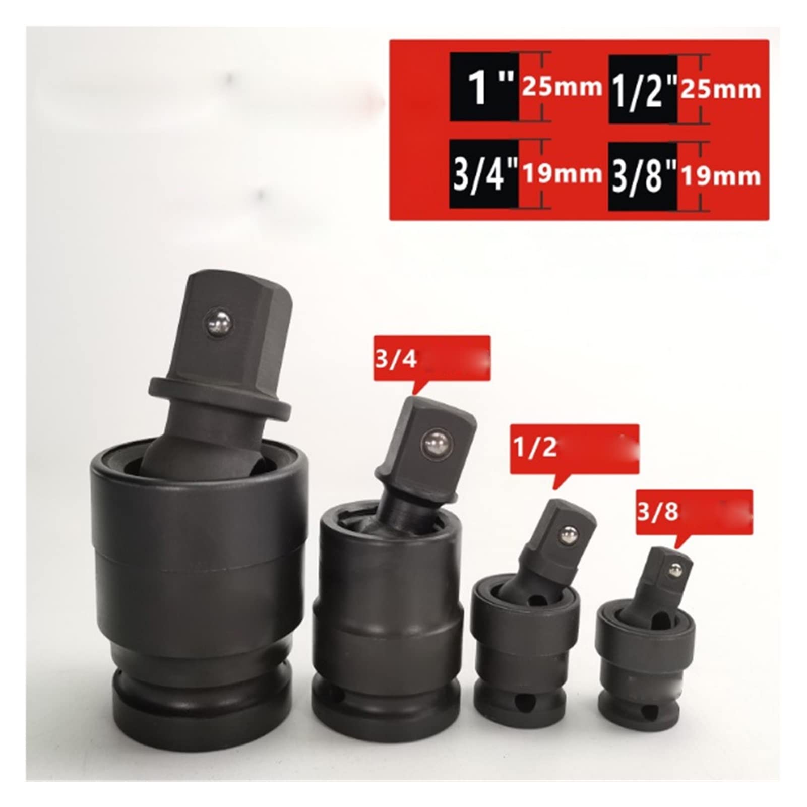 Złącze wału z przegubem krzyżowym, Adapter gniazda ze stali Cr-Mo o udarności 1/4 3/8 3/4 1 1/2 cala Przeguby kulowe sześciokątne(1inch Hex)