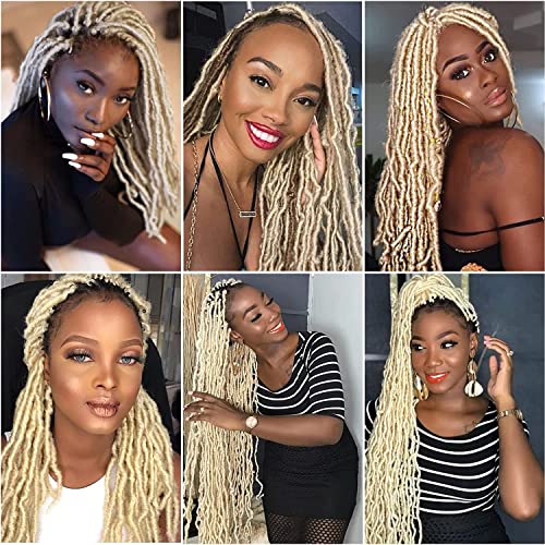 Faux Locs Goddess Locs Crochet Hair For Black Women 613 Blonde Soft Locs 18 In 7 Packs Crochet Hair Pre Looped Synthetic Hair Bundles Bilisar Hair (18Inch, 7Packs, Blonde) #TOP4