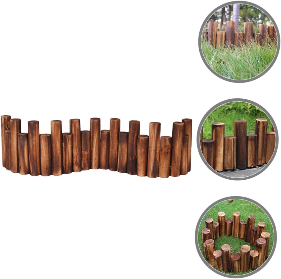 POPETPOP Wood Garden Fence Decorative Outdoor Flowerbed Border with Sturdy Wood Edging Panels for Lawn Landscaping and Partition