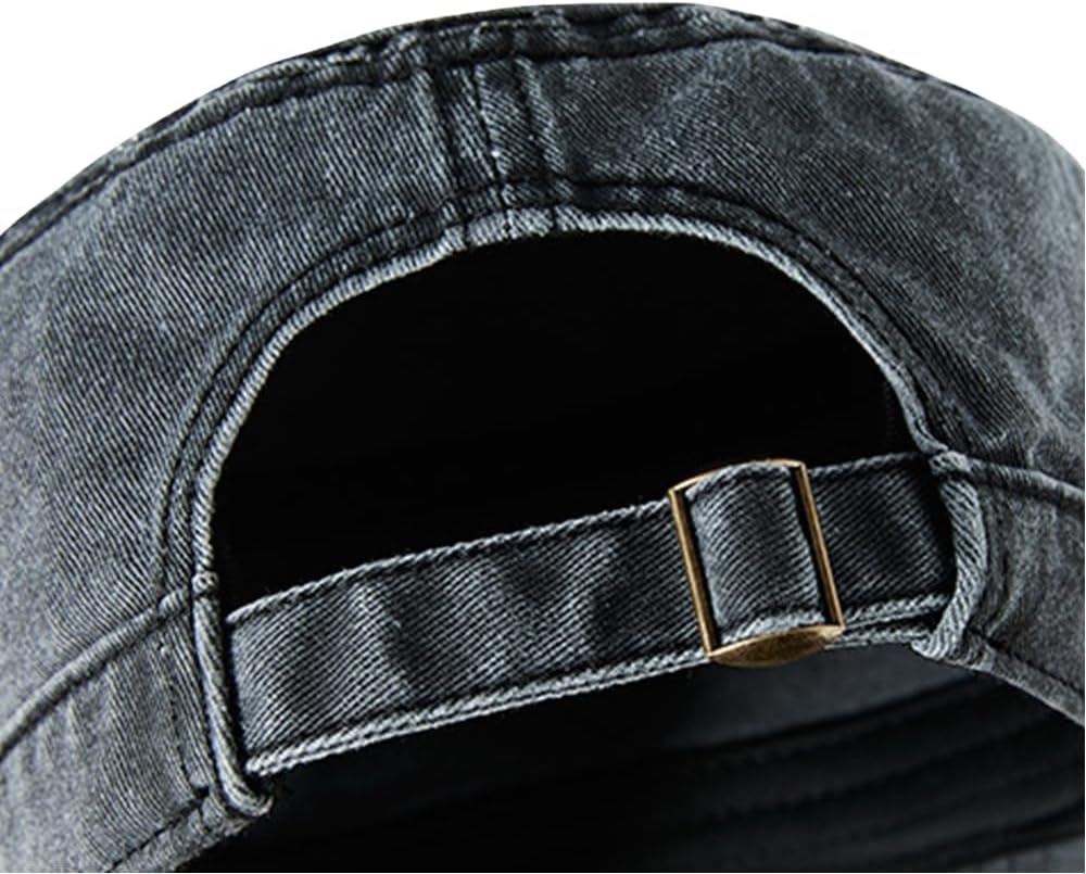Denim Wash Military Cadet Cap Dad Casual Army Flat Top Sun Hat Big Head Men Women Large Baseball Caps M XL - Image 5