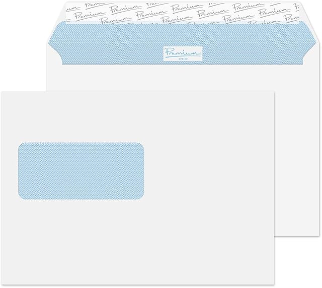 Blake Premium Office C5 162 x 229 mm 120 gsm Peel and Seal Window Wallet Envelopes (34214W) Ultra White Wove - Pack of 50