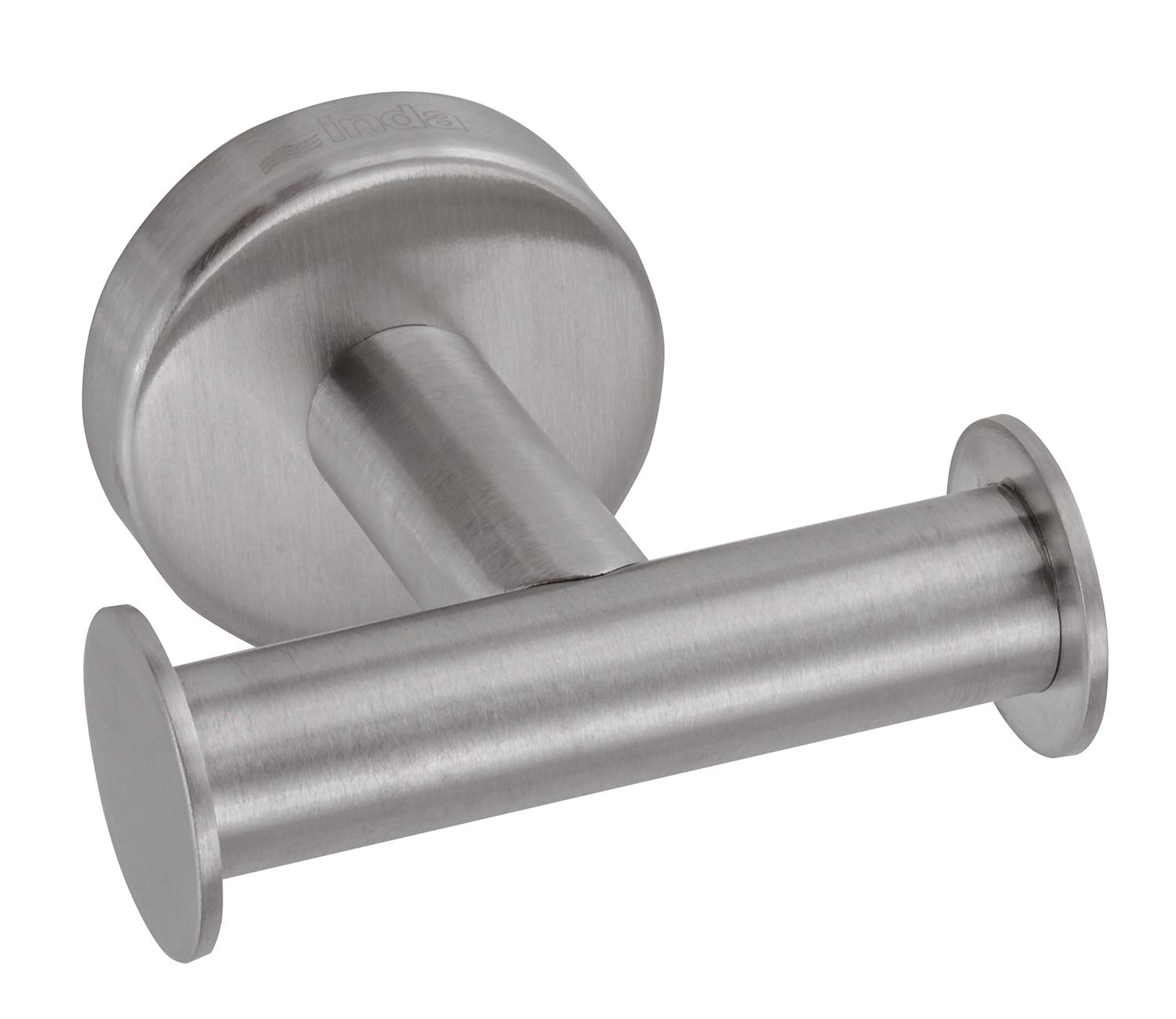 Inda STYL Double Wall Hanger, Brushed Stainless Steel, White, 8 x 8 x 5 cm