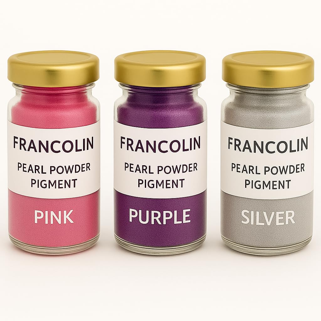 Francolin | Pink, Purple & Silver | Mica/Pearl Powder Pigment | Non Toxic | Vibrant Metallic Glowing | for Soap, Epoxy Resin, Painting, Nail Art & Craft, Cosmetic, Slime | 20g*3-picture-27