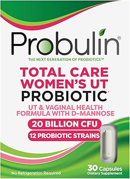 Probulin Total Care Womens Urinary Tract = Prebiotics + Probiotics + Postbiotics to Support a Healthy Vaginal Microbiome - 20 Billion CFU - 12 Strains - 30 Vegan Capsules