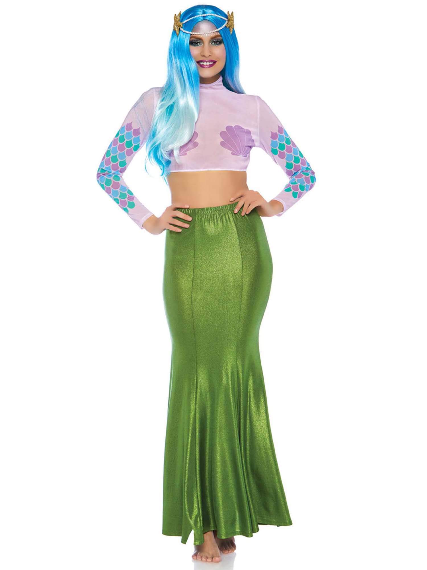 Leg Avenue Shimmer Spandex Mermaid Skirt, Accesorios Mujer, Verde (Green), (Talla del Fabricante: S/MUk 8-10)