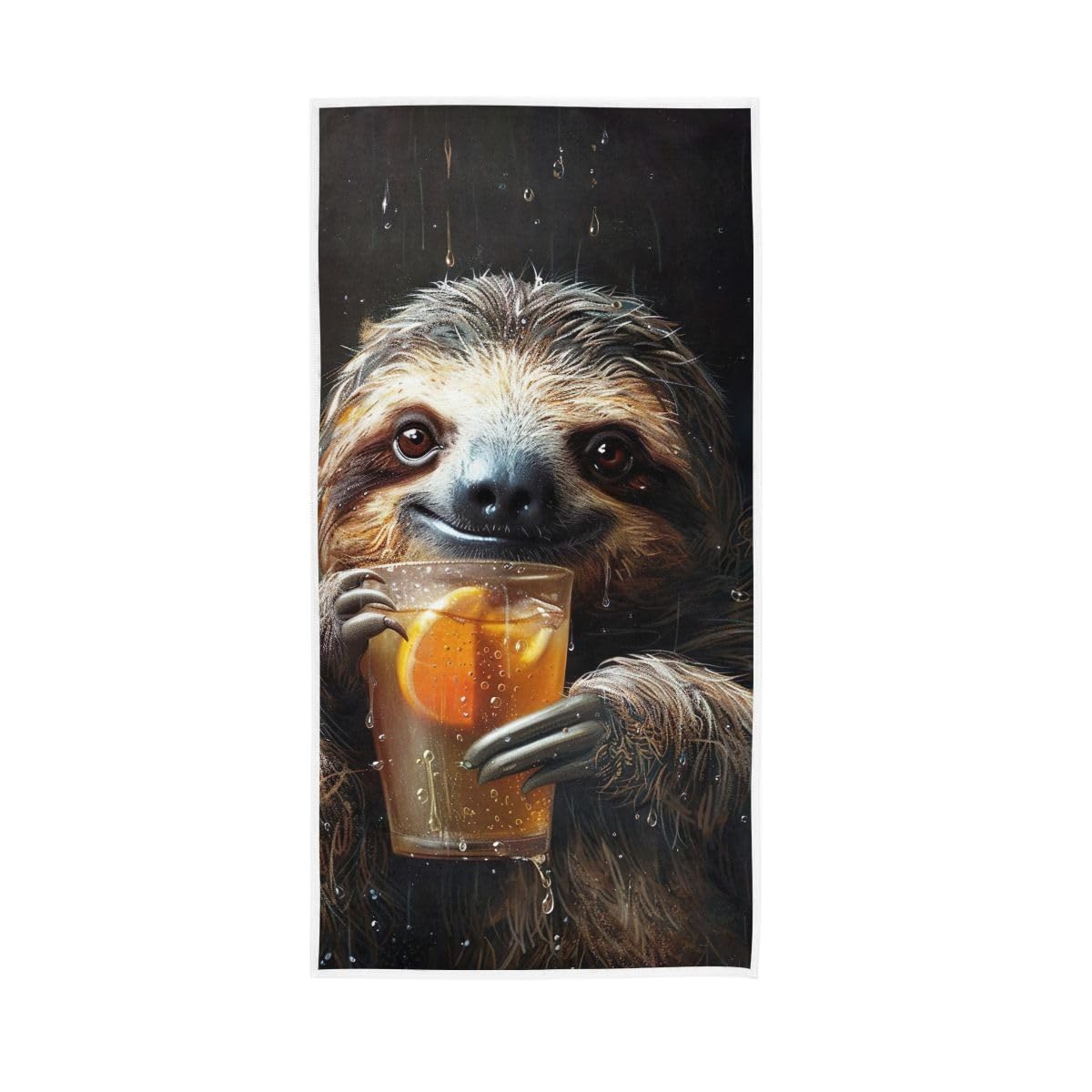 LSRCPD Smiling Sloth Holding Drink Hand Towels Soft Washcloths Shower Towels 15 x 30 Inch