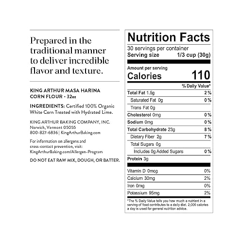 Miniatura 5 de King Arthur Masa Harina certificado orgánico finamente molido proyecto sin OMG verificado sin gluten 2 libras