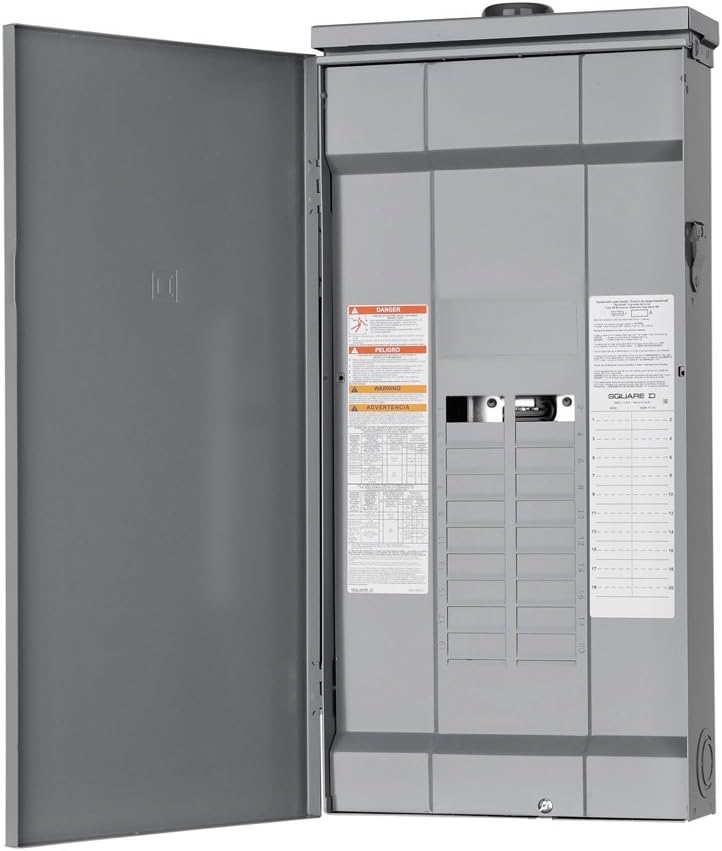 Square D - HOM2040L225PRB Homeline 225-Amp 20-Space 40-Circuit Outdoor Main Lugs Load Center with Cover, Plug-on Neutral Ready