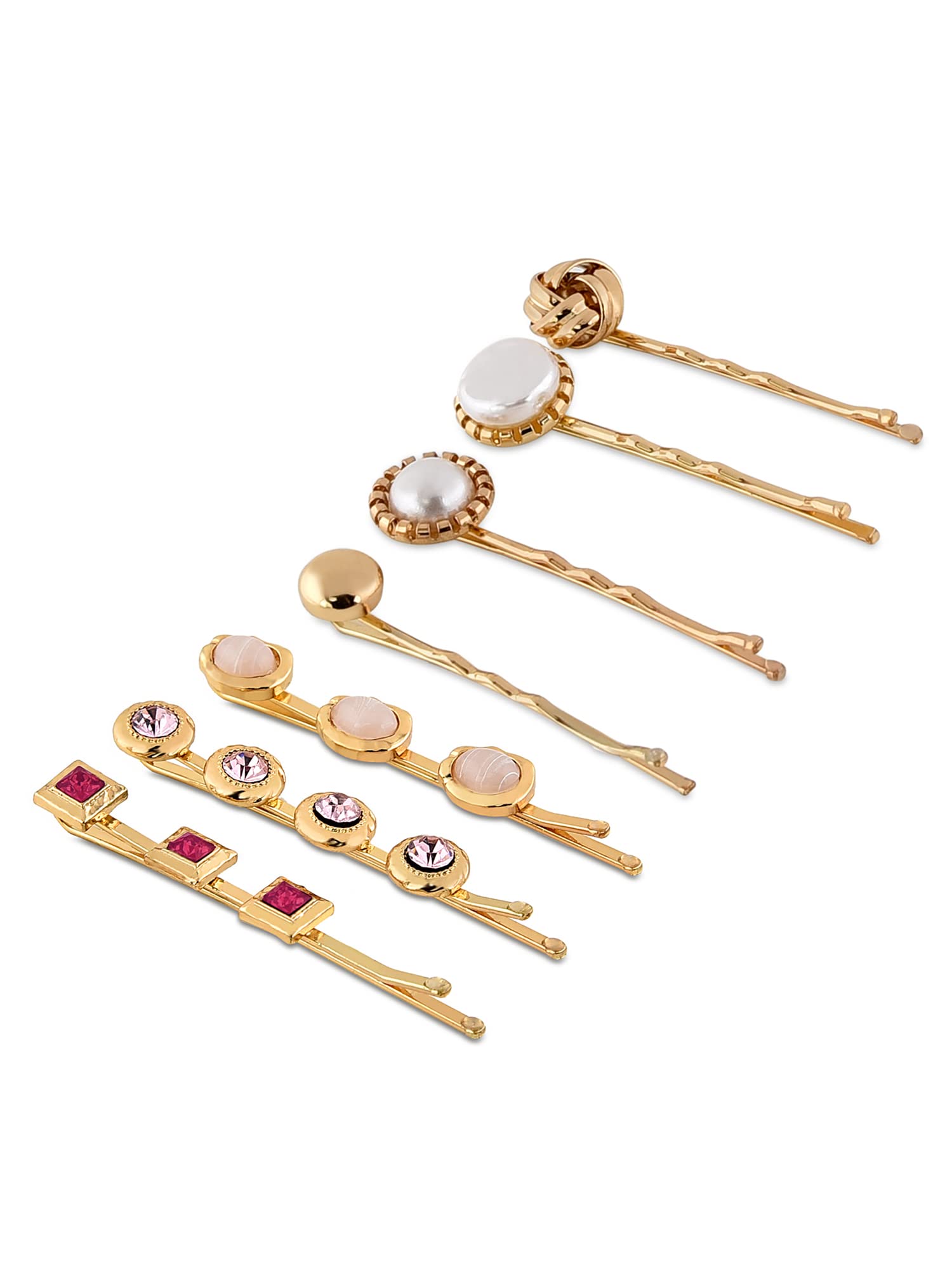 Zaveri Pearls Set of 7 Pink Contemporary Party Bling Hair Pins For Women-ZPFK15056 (B0BG8V9XFM) Amazon Price History, Amazon Price Tracker