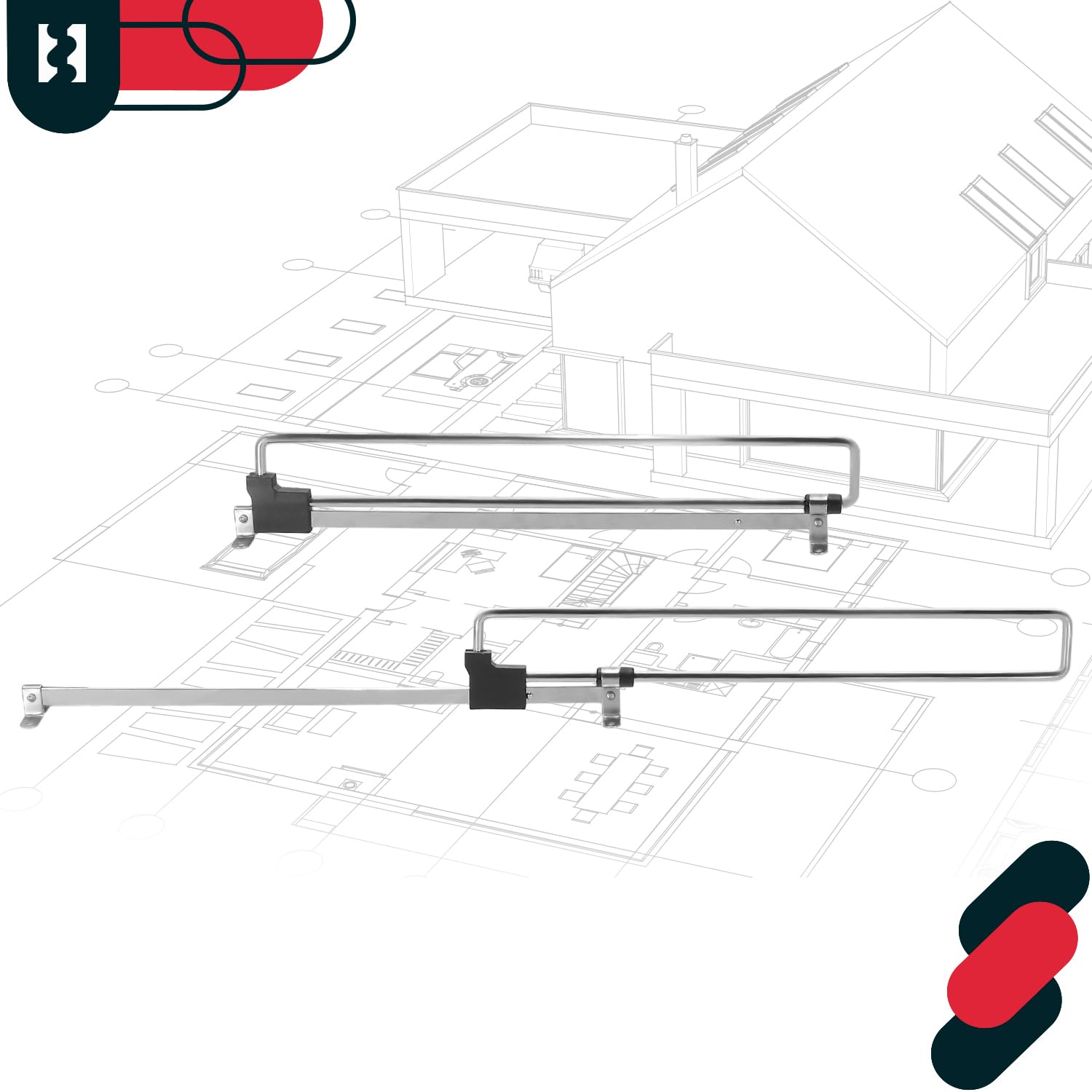KOTARBAU® Zestaw 2 wysuwanych drążków na ubrania do szafy garderobianej, 350 mm