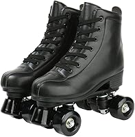 Vista 1 de XUDREZ Double-Row Roller Skates for Unisex - PU Leather High-Top Four-Wheel Shiny Skates