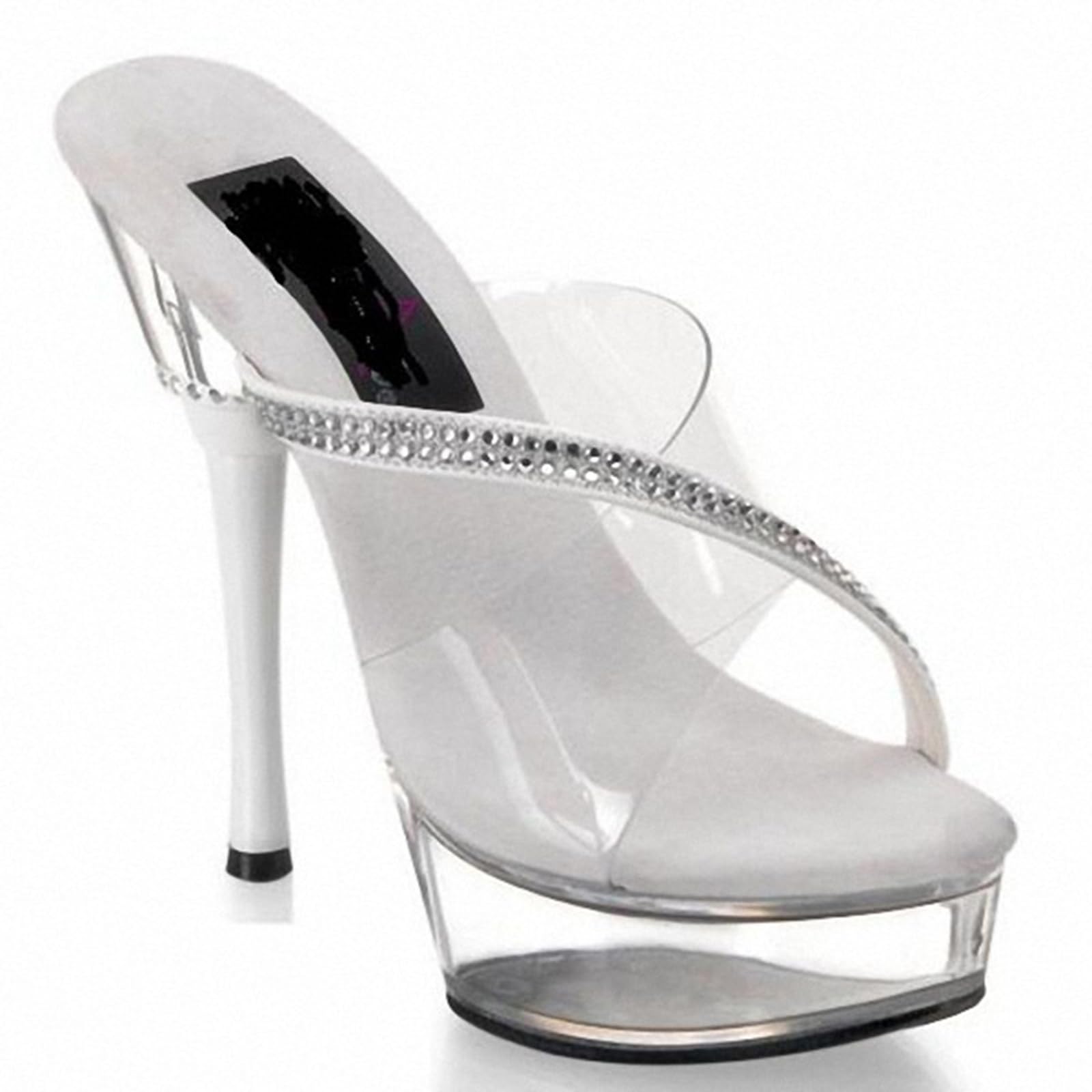 14 CM Chiaro Piattaforma Tacchi per Le Donne Sandali Trasparente Sexy Stilletos Tacchi Slip on Abito da Sposa Tacco Mules
