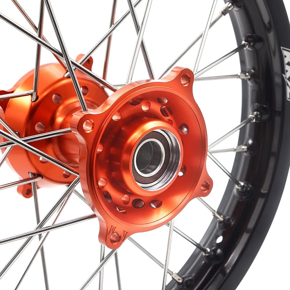 KKE 19/16 CNC Kids Wheels Fit for KTM 85 SX 2003-2020 TC85 2014-2020 Orange Anodized Hub