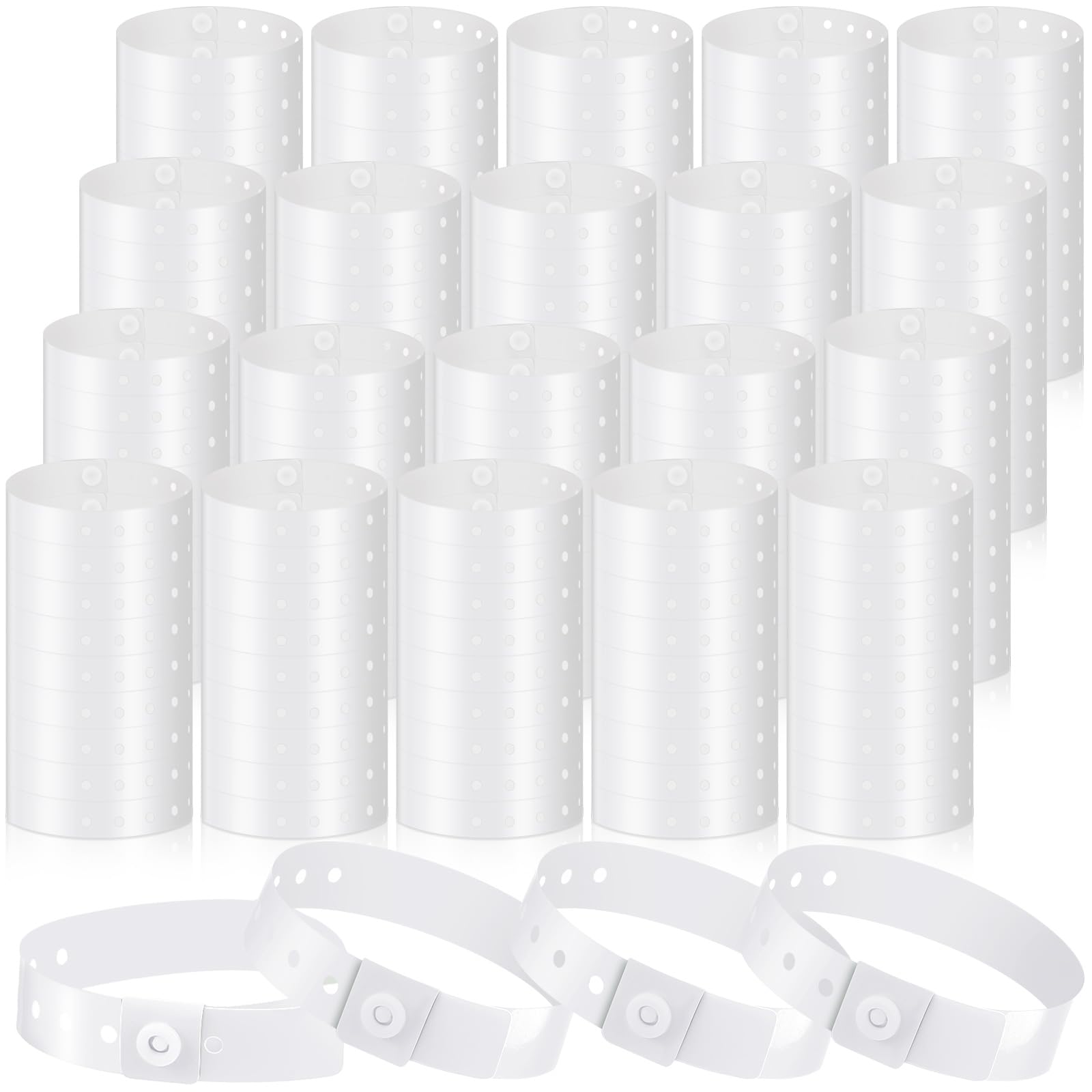 Henoyso 600 Pcs Plastic Wristbands for Events Vinyl,White — image 1