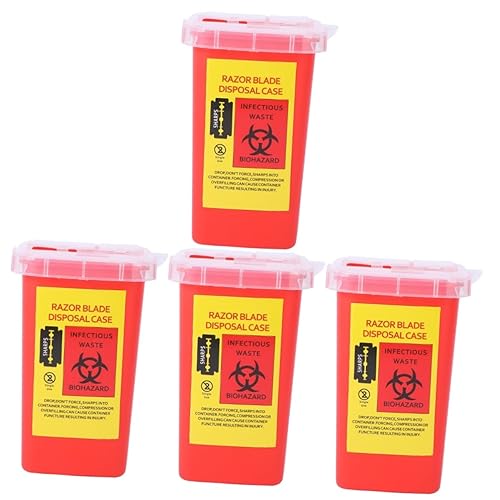 FRCOLOR 4 unids patrón de peluquería salón de reciclaje uso cortador usado caso titular cuchillas eliminación hoja de afeitar tapa de plástico cubo