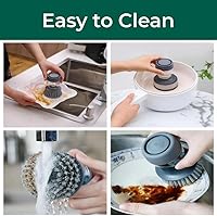 Vista 4 de 2 Pack Dish Brush with Soap Dispenser,Dish Scrubber Combination Set of a Nylon Bristles Dish Brush and a Scrub Sponge Dish Brush with Holder,Kitchen