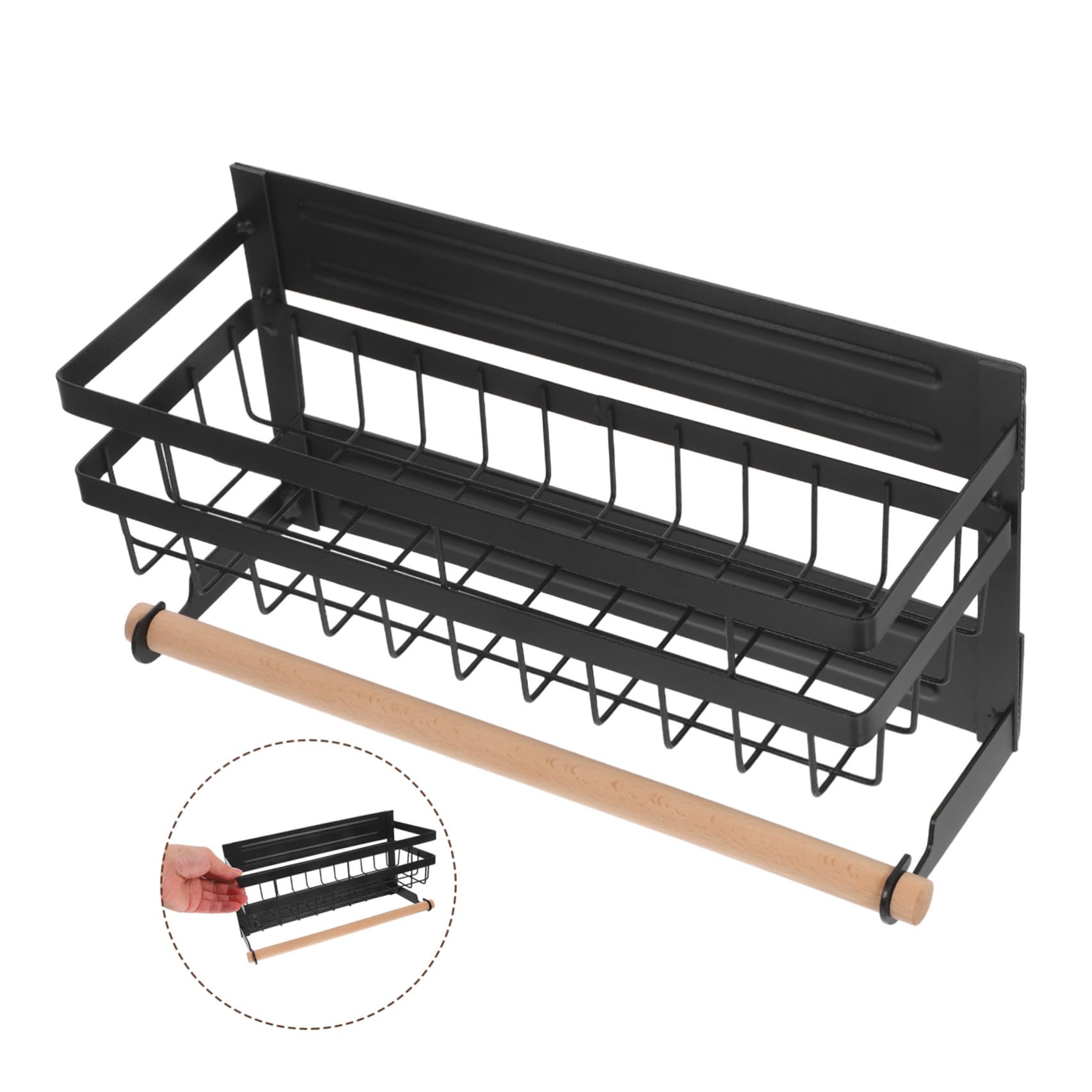 Magnetisches Gewürzregal mit Mehreren Ebenen für Kühlschrank, Schwarz