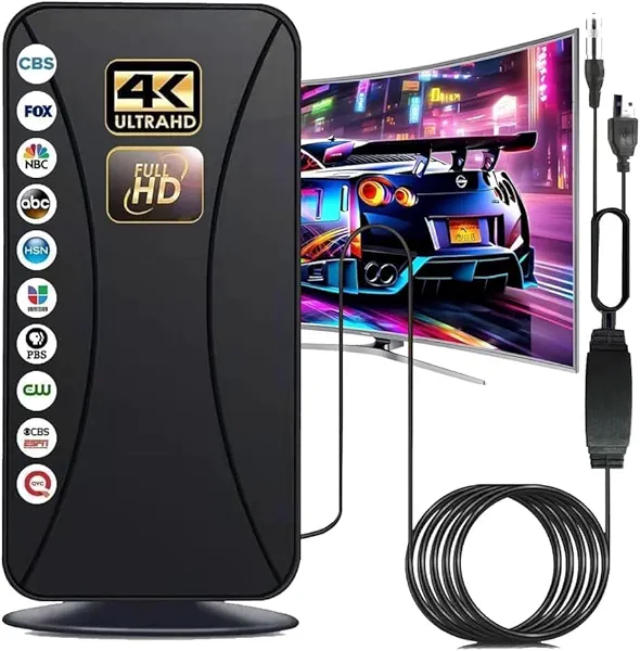 2025 TV Antenna, 999+ Mile Long Range TV Antenna for Smart TVs and All Older TVs, Indoor Outdoor Clear Digital Antenna with 4K 1080p Support - Coaxial Cable and Amplifier