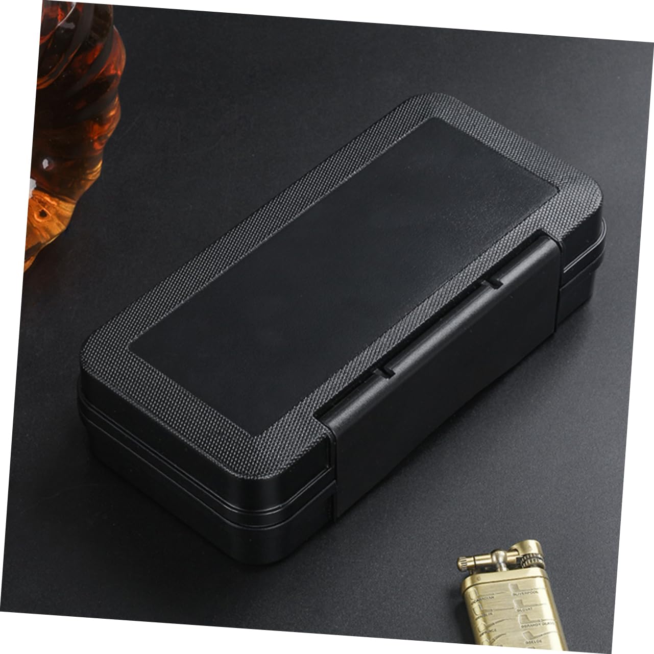 SHERCHPRY Scatola Porta Sigari Nera in Plastica Portatile Protezione Dall’umidità per Uso Indoor e Business, Custodia per 3 Sigari da Viaggio