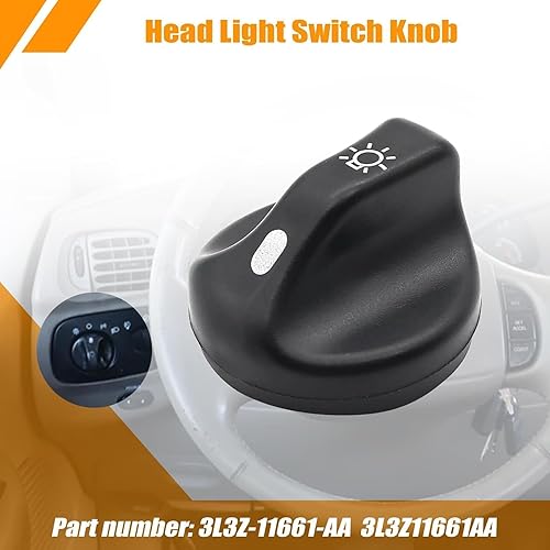 Miniatura 2 de SecosAutoparts Pomo de interruptor de lámpara principal compatible con Ford Super Duty F-150 F-250 F-350 F-450 F-550 2001 2002 2003 2004 Reemplazo