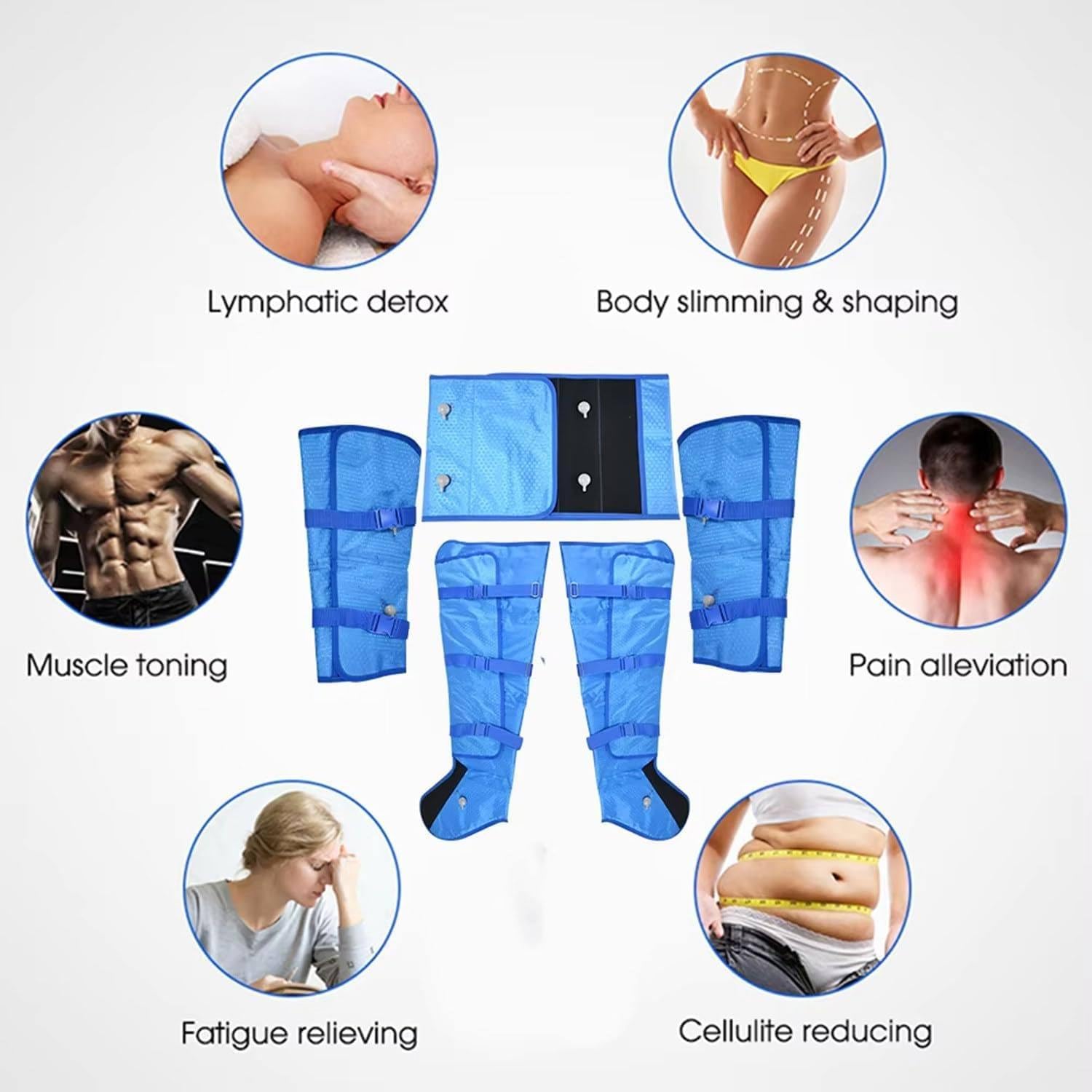 Pressoterapia Linfodrenaggio Professionale Manuale Compact 16 Airbag, Pressoterapia per Casa Gambe e Addome, Massaggiatore Gambe Linfodrenante a Compressione d'Aria per Circolazione e Relax