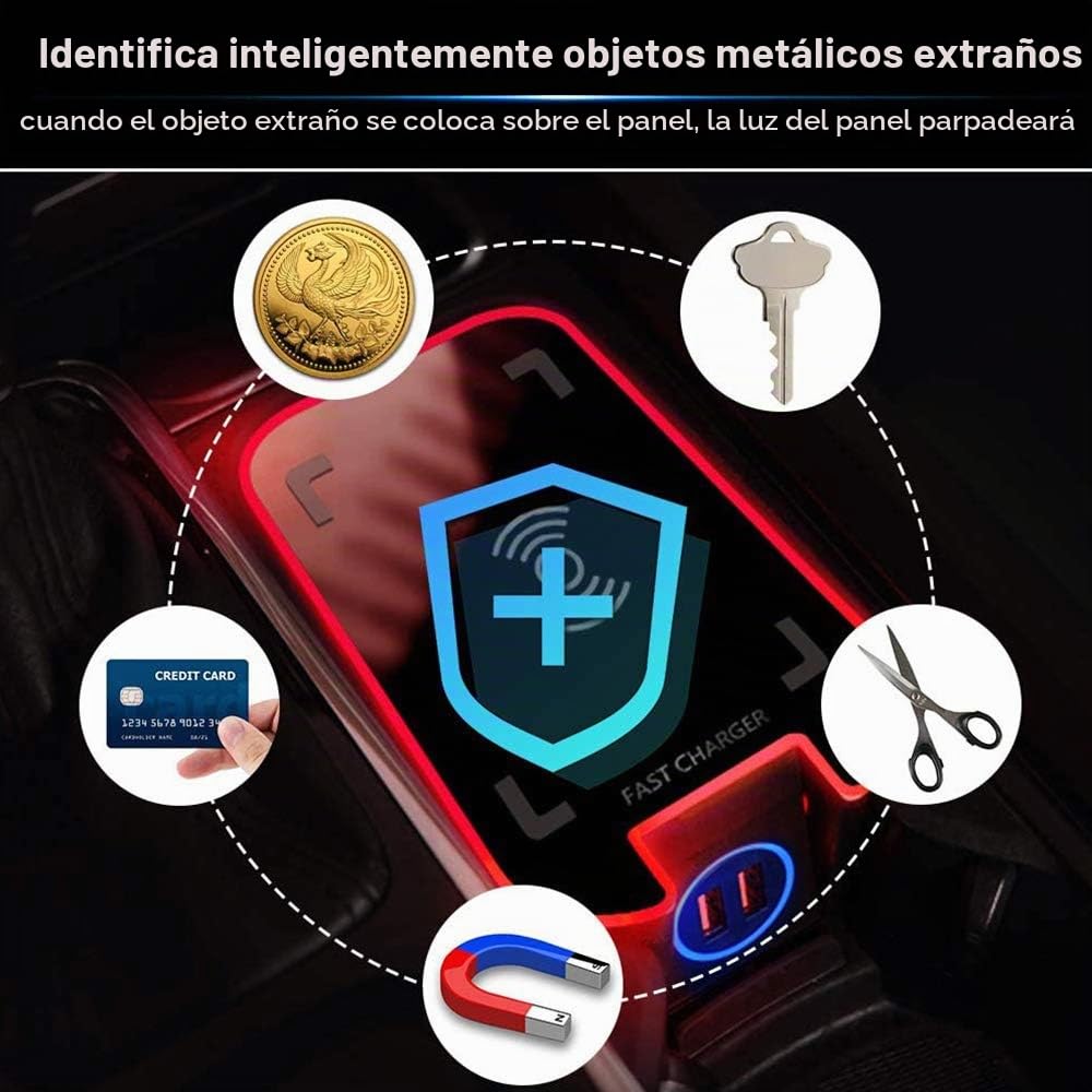 Nuevo Cargador Inalámbrico Coche para Volvo XC90 XC60 V90 V60 S90 S60 2016-2021 Consola Central Panel, 15W Carga Rápida Auto Teléfono Cargador con 2 18W QC3.0 USB Puertos para iPhone Samsung